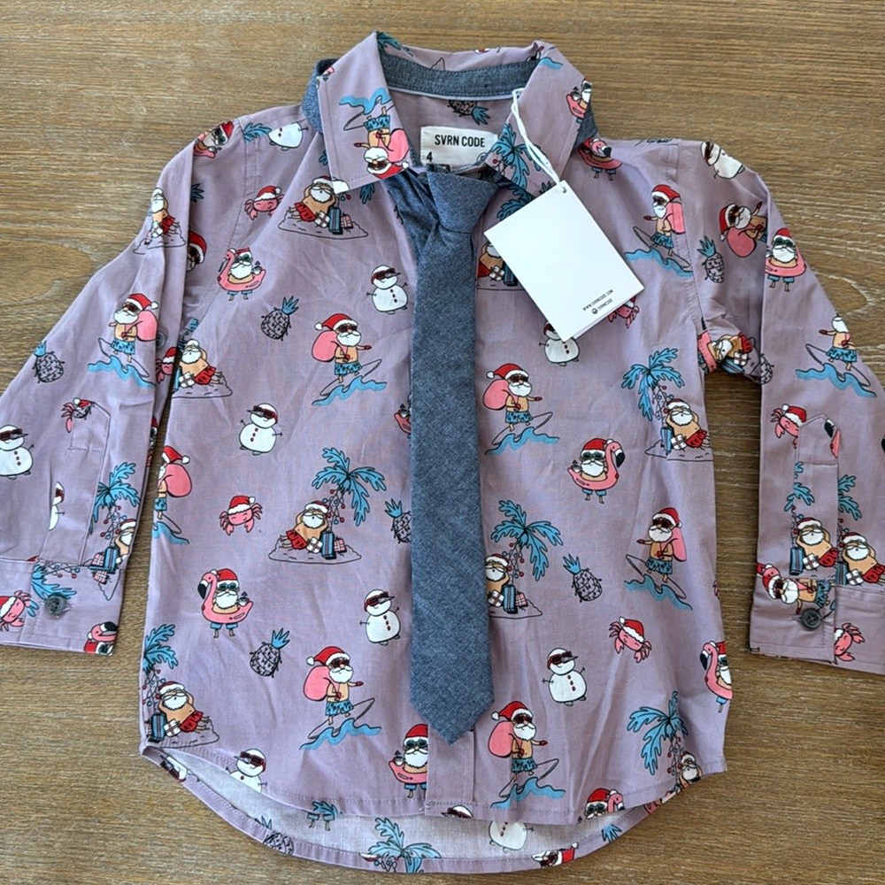 SVRN Code Nordstrom Santa Dress Shirt Boys Toddler